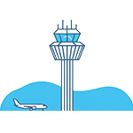 A Light Blue Icon of the Auckland Airport