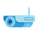 A light blue CCTV security icon