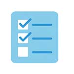 A light blue checklist icon