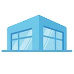 a light blue commercial building icon
