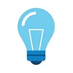 a light blue lightbulb icon