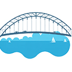 A Light Blue icon of the Auckland Harbour Bridge