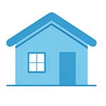 a light blue residential house icon